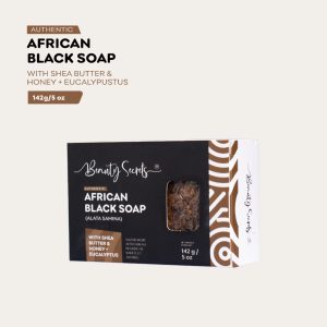 5oz Beauty Secrets Travel Size African Black Soap Bar w/ Shea Butter, Honey, and Eucalyptus