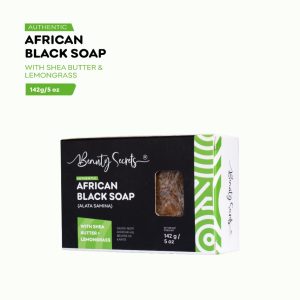 6oz Beauty Secrets Travel Size African Black Soap Bar w/ Shea Butter and Lemongrass Essential Oil